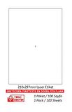 A1Etiket Tw-2000 Ebat 210 x 297 mm Lazer Etiket  A4 Sayfada 1 Etiket